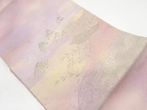 道長取に舟・草花模様織出し名古屋帯